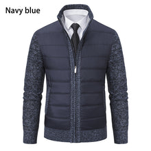 Cargar imagen en el visor de la galería, Men's CardiganFashion Patchwork knitted Zipper Stand Collar Thick Jackets