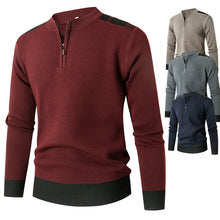 Cargar imagen en el visor de la galería, Winter Men Solid Knitted Sweater Half Zip Stand Collar Men Clothes Casual Sweater