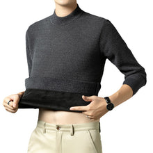 Cargar imagen en el visor de la galería, Men Autumn Winter New Solid Color Mock Neck Fleece Sweater