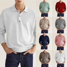 Cargar imagen en el visor de la galería, Men's Solid Color Long Sleeve Polo Shirt