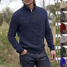 Cargar imagen en el visor de la galería, Mens Soft Wool Knit Half Zip Funnel Neck Jumper Sweater Top