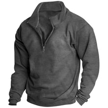 Cargar imagen en el visor de la galería, Men's Stand collar Sweatshirt Pullover Tops Fleece Half Zip Plain Sports