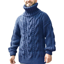 Cargar imagen en el visor de la galería, Mens Sweaters Turtleneck Cable Knitted Pullover