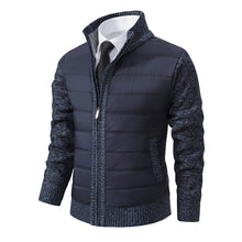 Cargar imagen en el visor de la galería, Men's CardiganFashion Patchwork knitted Zipper Stand Collar Thick Jackets