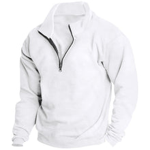 Cargar imagen en el visor de la galería, Men's Stand collar Sweatshirt Pullover Tops Fleece Half Zip Plain Sports