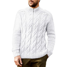 Cargar imagen en el visor de la galería, Men's Half Zip Neck Pullover Solid Color Stand Collar Knitted Jumper