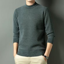 Cargar imagen en el visor de la galería, Men Autumn Winter New Solid Color Mock Neck Fleece Sweater