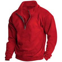 Cargar imagen en el visor de la galería, Men's Stand collar Sweatshirt Pullover Tops Fleece Half Zip Plain Sports