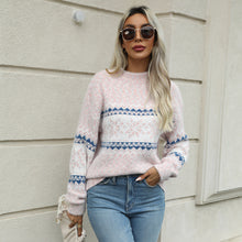 Cargar imagen en el visor de la galería, Women's Christmas Knitwear 2024 Long Sleeve Loose Half Turtleneck Snowflake Sweater for Women