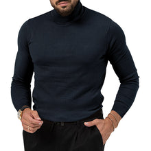 Cargar imagen en el visor de la galería, Men's Cotton Blend Turtle Neck Knitted Slim Sweater