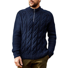 Cargar imagen en el visor de la galería, Men's Half Zip Neck Pullover Solid Color Stand Collar Knitted Jumper