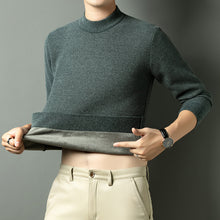 Cargar imagen en el visor de la galería, Men Autumn Winter New Solid Color Mock Neck Fleece Sweater
