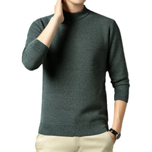 Cargar imagen en el visor de la galería, Men Autumn Winter New Solid Color Mock Neck Fleece Sweater