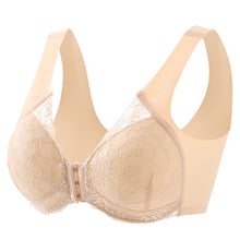 Cargar imagen en el visor de la galería, Women's Plus Size Lace Wide Straps Wireless Bra Front Closure Push Up Bras