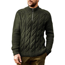 Cargar imagen en el visor de la galería, Men's Half Zip Neck Pullover Solid Color Stand Collar Knitted Jumper