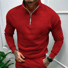 Cargar imagen en el visor de la galería, Men's Solid Color Casual Fleece Warm Zipper Stand Sweatshirt