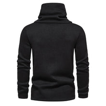 Cargar imagen en el visor de la galería, Men's Ribbed Knit Zipper Plain Stand Collar Pullover Sweater
