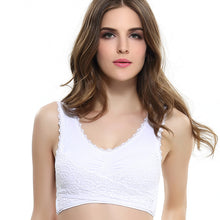 Cargar imagen en el visor de la galería, Women's Plus Size Lace Wide Straps Wireless Bra Front Closure Push Up Bras