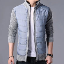 Cargar imagen en el visor de la galería, Men's CardiganFashion Patchwork knitted Zipper Stand Collar Thick Jackets