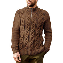 Cargar imagen en el visor de la galería, Men's Half Zip Neck Pullover Solid Color Stand Collar Knitted Jumper