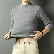 Cargar imagen en el visor de la galería, Men Autumn Winter New Solid Color Mock Neck Fleece Sweater