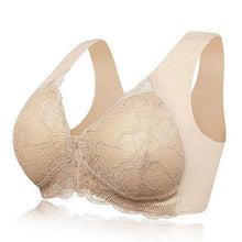 Cargar imagen en el visor de la galería, Women's Plus Size Lace Wide Straps Wireless Bra Front Closure Push Up Bras