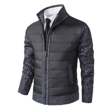 Cargar imagen en el visor de la galería, Men's CardiganFashion Patchwork knitted Zipper Stand Collar Thick Jackets
