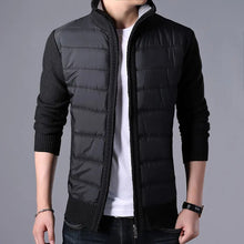 Cargar imagen en el visor de la galería, Men's CardiganFashion Patchwork knitted Zipper Stand Collar Thick Jackets