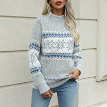 Cargar imagen en el visor de la galería, Women's Christmas Knitwear 2024 Long Sleeve Loose Half Turtleneck Snowflake Sweater for Women