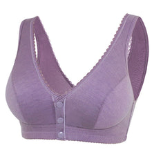 Cargar imagen en el visor de la galería, Button Front Lace Trim Soft Cotton Tank Bra