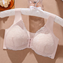 Cargar imagen en el visor de la galería, Women's Plus Size Lace Wide Straps Wireless Bra Front Closure Push Up Bras