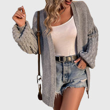 Cargar imagen en el visor de la galería, Women's Winter Open Front Sweater Cardigan Chunky Long Bishop Sleeve Ribbed Knit Cardigans