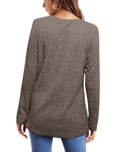 Cargar imagen en el visor de la galería, Womens Tunic Tops Long Sleeve Shirts Crew Neck Twist Front lightweight Sweaters