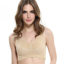 Cargar imagen en el visor de la galería, Women's Plus Size Lace Wide Straps Wireless Bra Front Closure Push Up Bras