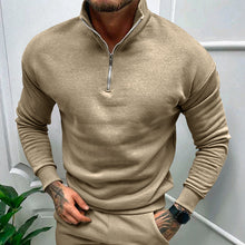 Cargar imagen en el visor de la galería, Men's Solid Color Casual Fleece Warm Zipper Stand Sweatshirt