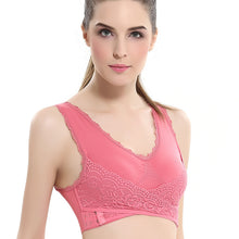 Cargar imagen en el visor de la galería, Women's Plus Size Lace Wide Straps Wireless Bra Front Closure Push Up Bras