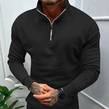 Cargar imagen en el visor de la galería, Men's Solid Color Casual Fleece Warm Zipper Stand Sweatshirt
