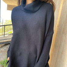 Cargar imagen en el visor de la galería, Soft Cotton Stand Collar Large Size Long Sleeve Tops Ladies Jumper Loose Tunic Casual T-Shirts