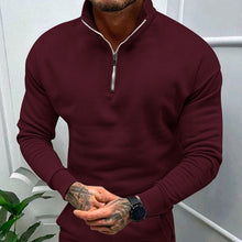 Cargar imagen en el visor de la galería, Men's Solid Color Casual Fleece Warm Zipper Stand Sweatshirt