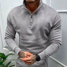 Cargar imagen en el visor de la galería, Men's Solid Color Casual Fleece Warm Zipper Stand Sweatshirt