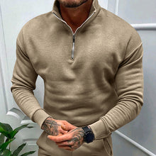Cargar imagen en el visor de la galería, Men's Solid Color Casual Fleece Warm Zipper Stand Sweatshirt