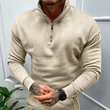 Cargar imagen en el visor de la galería, Men's Solid Color Casual Fleece Warm Zipper Stand Sweatshirt