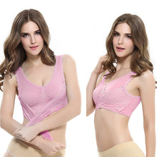 Cargar imagen en el visor de la galería, Women's Plus Size Lace Wide Straps Wireless Bra Front Closure Push Up Bras