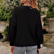 Cargar imagen en el visor de la galería, Women's Pullover Crew Neck Sweater Casual Long Sleeve Loose Chunky Knit Jumper Blouse Tops