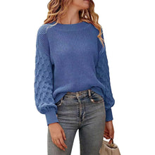 Cargar imagen en el visor de la galería, Women's Pullover Crew Neck Sweater Casual Long Sleeve Loose Chunky Knit Jumper Blouse Tops