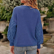 Cargar imagen en el visor de la galería, Women's Pullover Crew Neck Sweater Casual Long Sleeve Loose Chunky Knit Jumper Blouse Tops