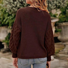 Cargar imagen en el visor de la galería, Women's Pullover Crew Neck Sweater Casual Long Sleeve Loose Chunky Knit Jumper Blouse Tops