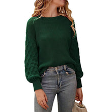 Cargar imagen en el visor de la galería, Women's Pullover Crew Neck Sweater Casual Long Sleeve Loose Chunky Knit Jumper Blouse Tops