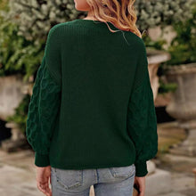 Cargar imagen en el visor de la galería, Women's Pullover Crew Neck Sweater Casual Long Sleeve Loose Chunky Knit Jumper Blouse Tops