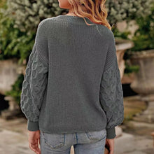 Cargar imagen en el visor de la galería, Women's Pullover Crew Neck Sweater Casual Long Sleeve Loose Chunky Knit Jumper Blouse Tops